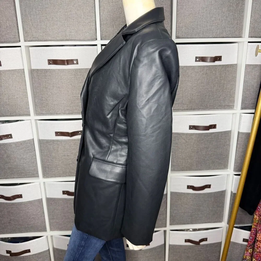 Akira Double Breasted Vegan Leather Blazer Jacket Size Large
